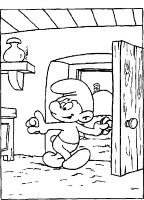 A coloring page of the smurfs